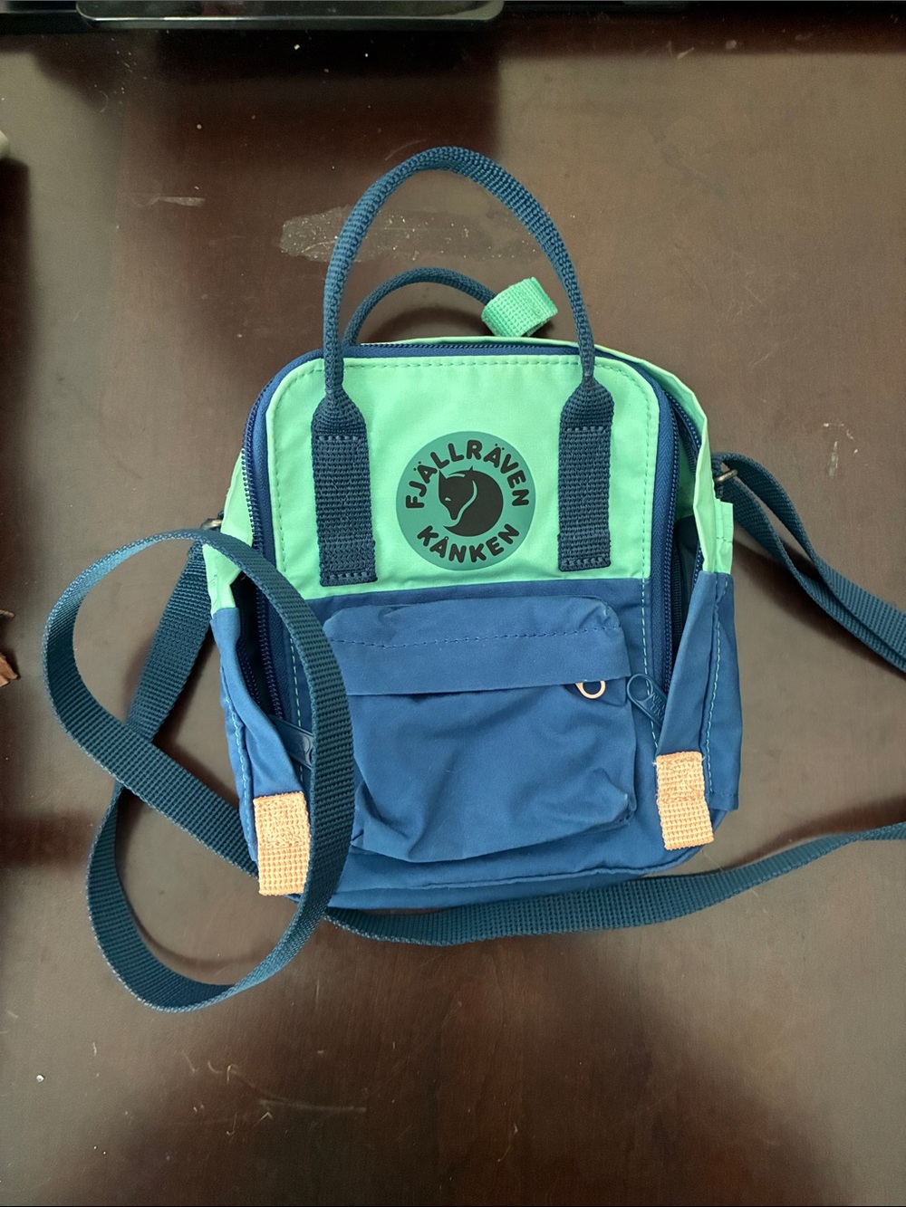 Fjallraven Kanken Kids Mini Backpack - Teal & Navy & Pink